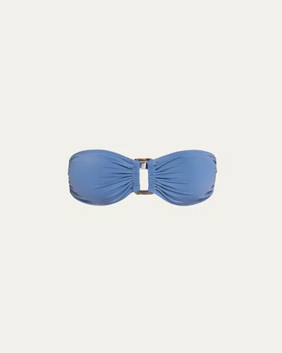 Anemos Strapless Tortoise Ring Bandeau Bikini Top In Azure
