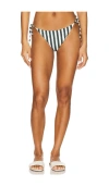 Anemos String Tie Bikini Bottom In Green & White Vertical Stripe