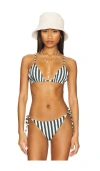 Anemos String Triangle Bikini Top In Green & White Vertical Stripe