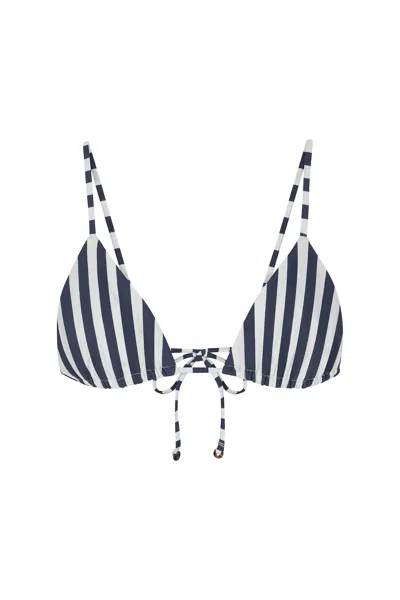 Anemos String Triangle Bikini Top In Marine Vertical Stripes
