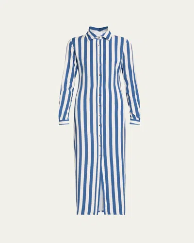 ANEMOS STRIPED BUTTON-FRONT MAXI SHIRTDRESS
