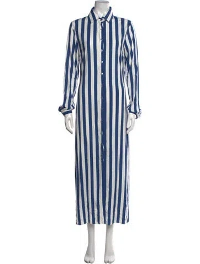 Pre-owned Anemos Striped Long Dress In Blue