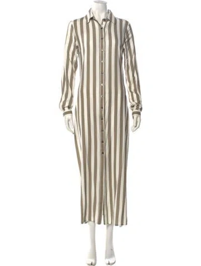 Pre-owned Anemos Striped Long Dress In Neutral