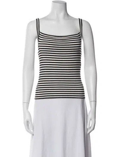 Pre-owned Anemos Striped Square Neckline Top In White