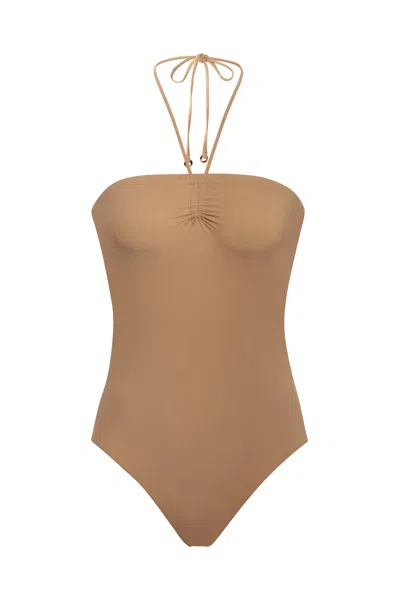 Anemos Sweetheart Halter One-piece In Sandstone