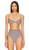 Anemos The Balconette Underwire Bikini Top In Espresso Even Stripe
