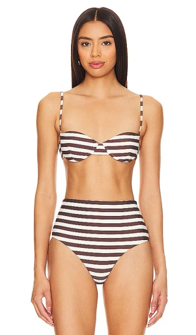 Anemos The Balconette Underwire Bikini Top In Espresso Even Stripe