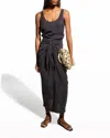 Anemos The D.k. Midi Wrap Dress In Matte Crepe In Black