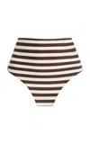 Anemos The High-waist Bikini Bottom In Espresso Even Stripes