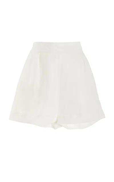 Anemos The High-waisted Linen-blend Short Shorts In White