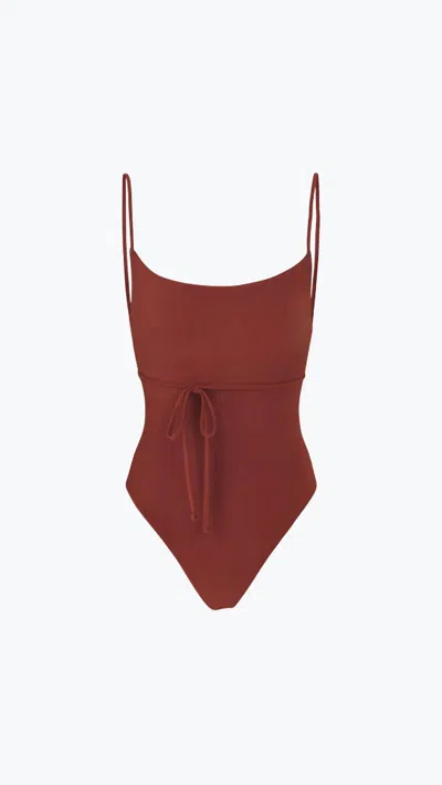 Anemos K.m. Tie One Piece Swimsuit In Umber