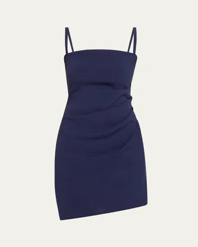 Anemos The Nadege Asymmetric Pleated Mini Dress In Marine