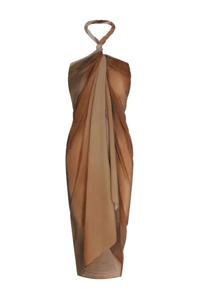 Anemos The Pareo In Sheer Ombré Eco-chiffon In Brown