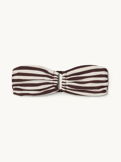 Anemos Tortoise Bandeau Bikini Top Espresso & White Horizontal Stripe L In Multi
