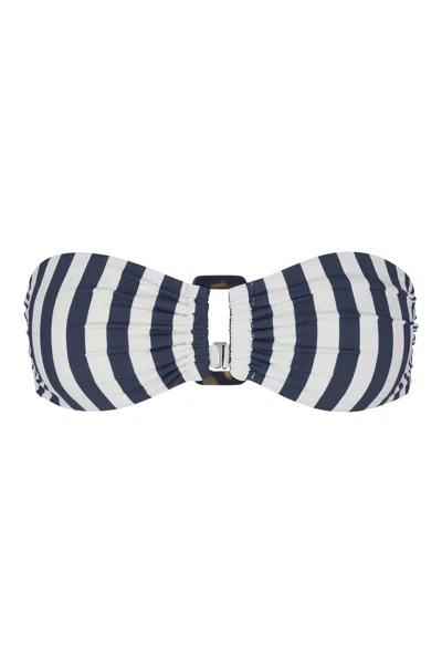 Anemos Tortoise Bandeau Bikini Top In Marine Vertical Stripes