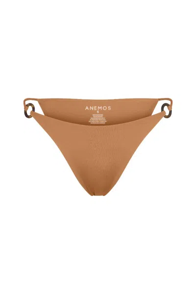 Anemos Tortoise Ring String Tie Bikini Bottom In Brown