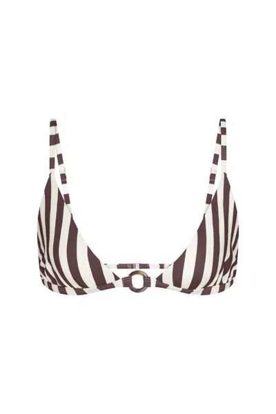 Anemos Tortoise Ring Triangle Bikini Top In Espresso Vertical Stripes In Multi