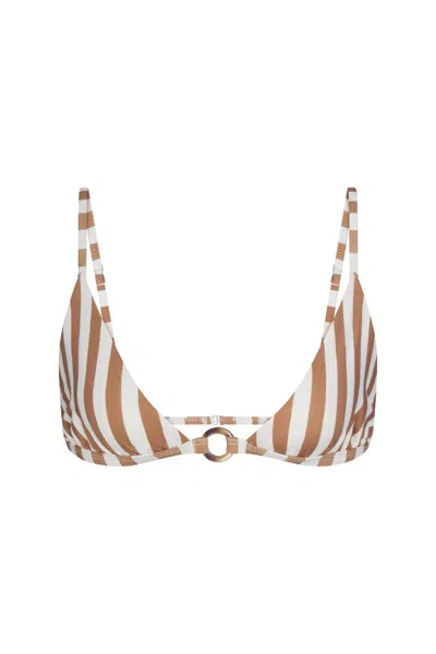 Anemos Tortoise Ring Triangle Bikini Top In Fawn Vertical Stripes In Multi