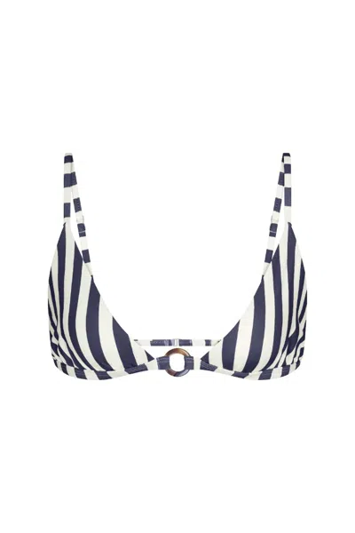 Anemos Tortoise Ring Triangle Bikini Top In Marine Vertical Stripes In Multi