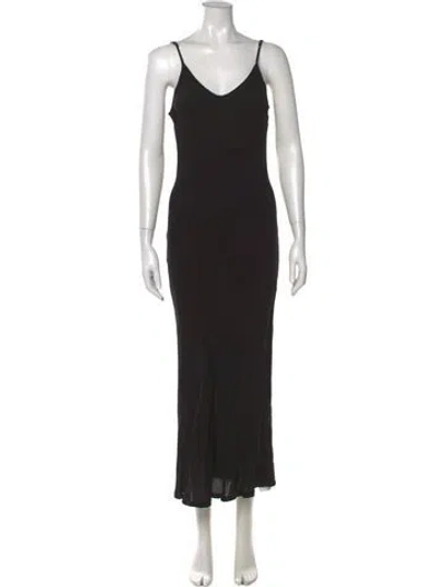 Pre-owned Anemos V-neck Long Dress In Black