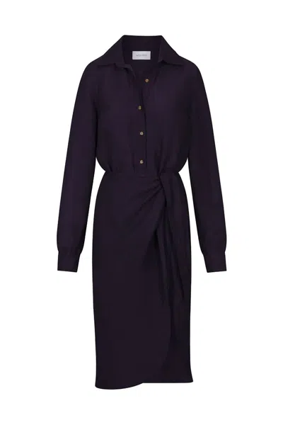 Anemos Women's L. A. Button Down Asymmetric Wrap Midi Dress In Navy