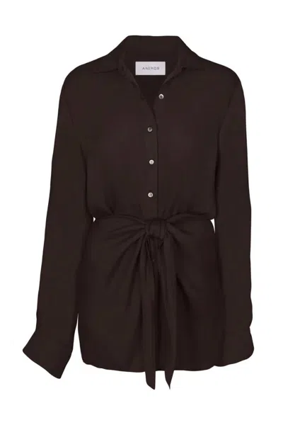 ANEMOS WOMEN'S L. A. MINI SHIRT DRESS IN ESPRESSO