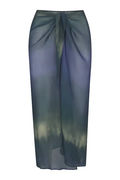 ANEMOS WRAP MIDI SKIRT IN SHEER OMBRE ECO-CHIFFON