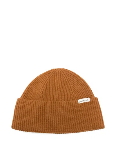 Anerkjendt Ribbed Cotton Beanie In Brown