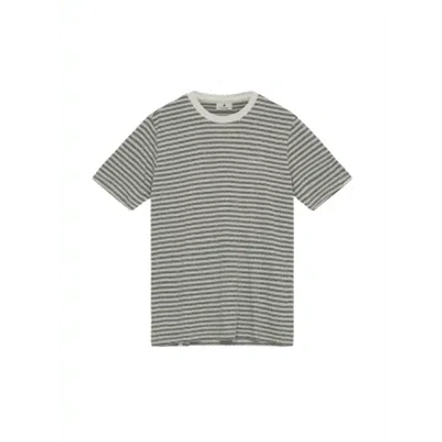 Anerkjendt Rod S/s Cotton/linen Stripe Tee In Olivine From In Gray