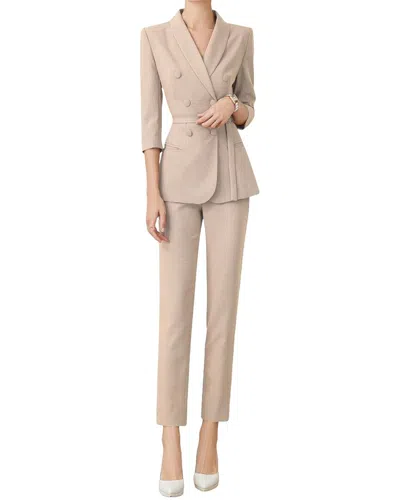Anette 2pc Blazer & Pant Set In Beige