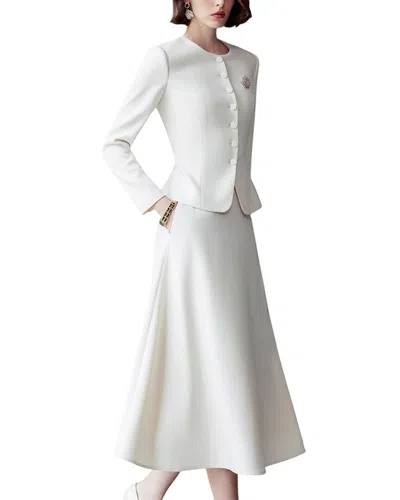 Anette 2pc Blazer & Skirt Set In White