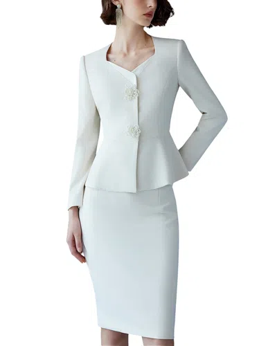 Anette 2pc Blazer & Skirt Set In White