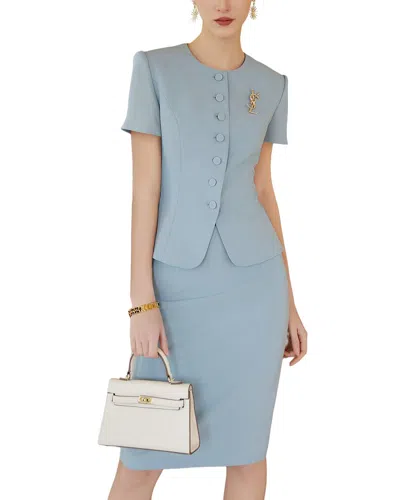 Anette 2pc Blazer & Skirt Set In Blue