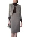 Anette 2pc Blazer & Skirt Set In Gray