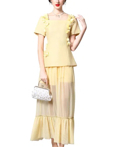 Anette 2pc Blouse & Skirt Set In Yellow