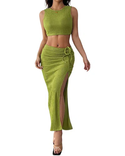 Anette 2pc Top & Skirt Set In Green