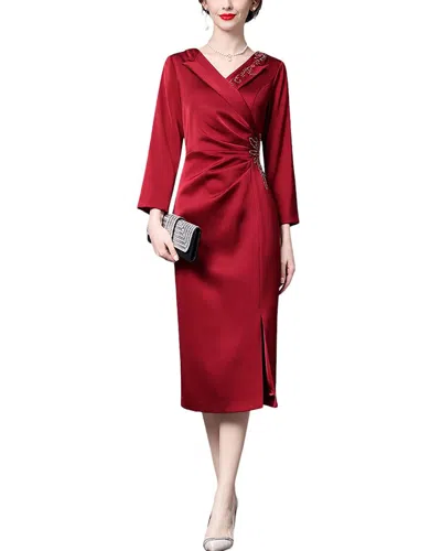 Anette 3/4-sleeve Midi Dress In Red