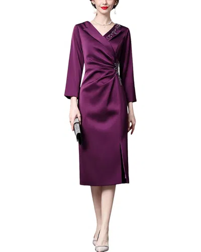 Anette 3/4-sleeve Midi Dress In Purple