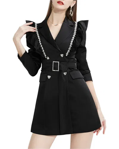 Anette 3/4-sleeve Mini Dress In Black