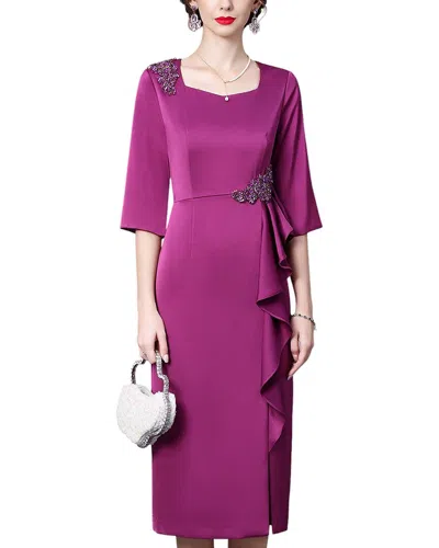 Anette Elbow Sleeve Midi Dress In Purple