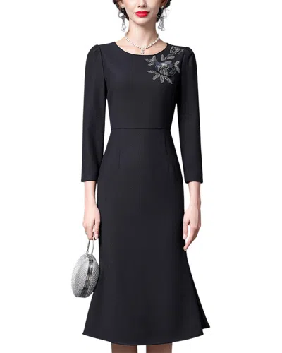 Anette Linen-blend Midi Dress In Black