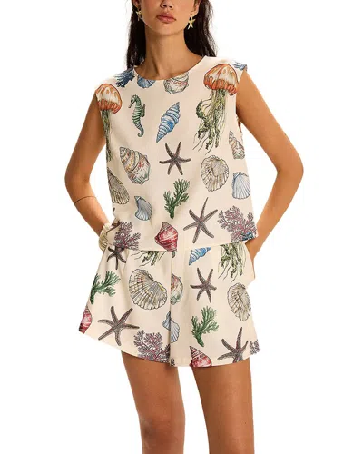 Anette Linen-blend Top & Short Set In Multi