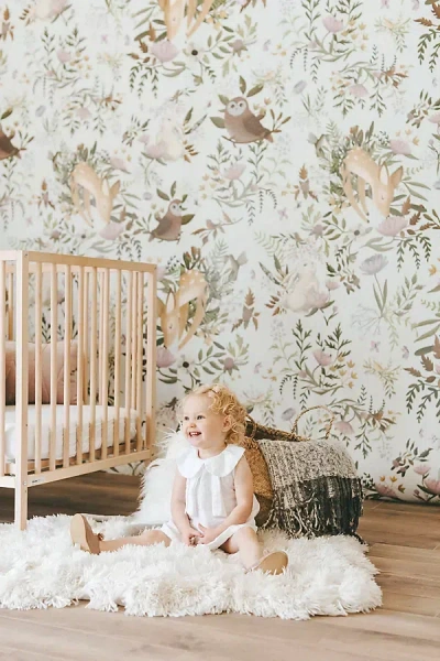 Anewall Whimsical Forest Wallpaper In Neutral