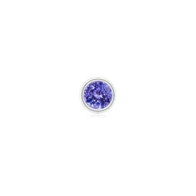 Angara 0.25 Ctw Bezel-set Tanzanite Solitaire Stud Earring In Platinum/rich Violet Blue
