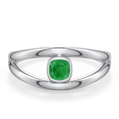Angara 0.25 Ctw Cushion Emerald Bypass Split Shank Engagement Ring In Metallic