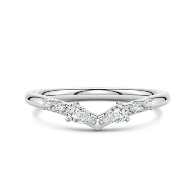 Angara 0.25 Ctw Pear And Round Diamond V-shaped Wedding Ring In Metallic