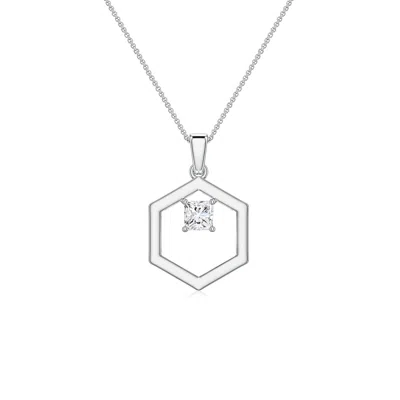 Angara 0.25 Ctw Princess-cut Lab-grown Diamond Hexagon Open Frame Men's Pendant In Metallic