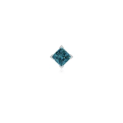 Angara 0.25 Ctw V-prong Set Princess-cut Enhanced Blue Diamond Stud Earring In Platinum/greenish Blue