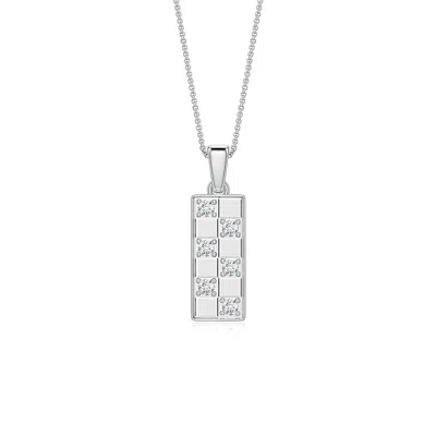 Angara 0.26 Ctw Lab-grown Diamond Checkerboard Inspired Men's Bar Tag Pendant In Metallic