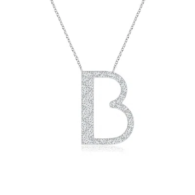 Angara 0.26 Ctw Modern Deco Lab-grown Diamond Capital "b" Initial Pendant In Metallic
